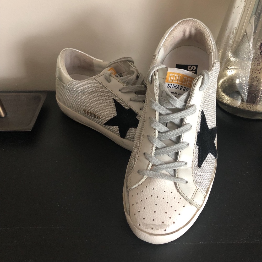 GGDB Silver Lurex Mesh Superstars (Size 38)